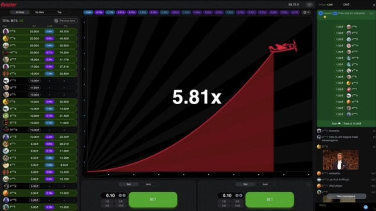 Aviator game interface: Watch the coefficient and win